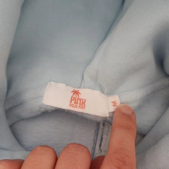 πβ΅οΈNew Pink Palm puff Chase the Sun Relaxed Hoodie in Sky Blue M - Picture 11 of 13